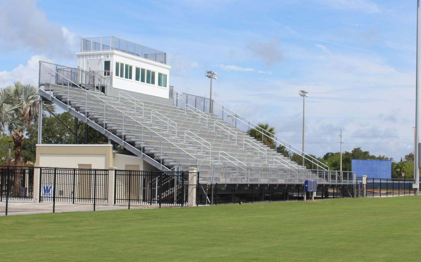 Daytona State College's soccer and flag football field's bleachers.